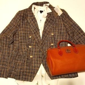 Elie Tahari Tweed Gold Button Jacket